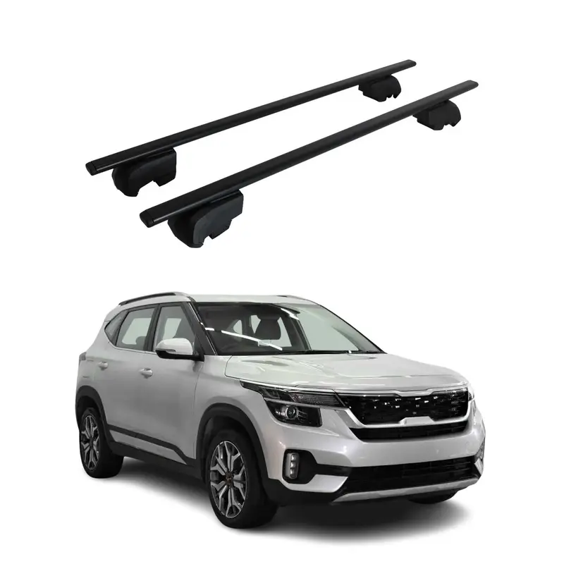 Barres de toit Transversales pour Kia Seltos 2020-2023 Acier Noir ABE