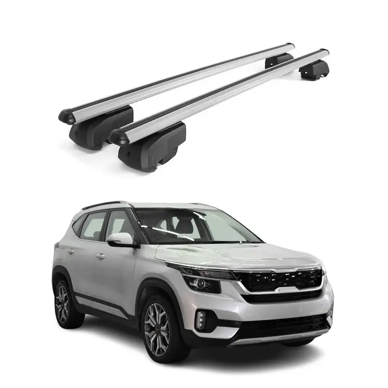 Barres de toit Transversales pour Kia Seltos 2020-2023 Aluminium Gris ABE
