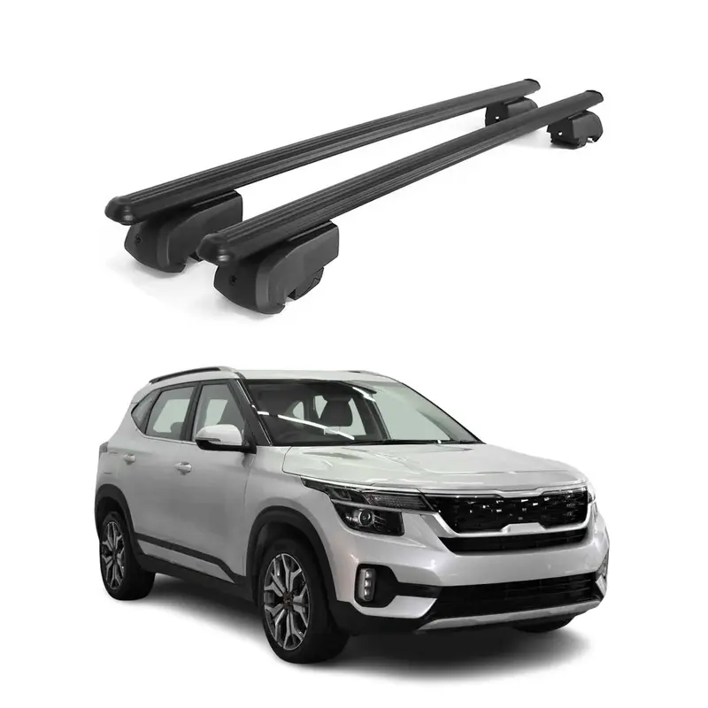 Barres de toit Transversales pour Kia Seltos 2020-2023 Aluminium Noir ABE