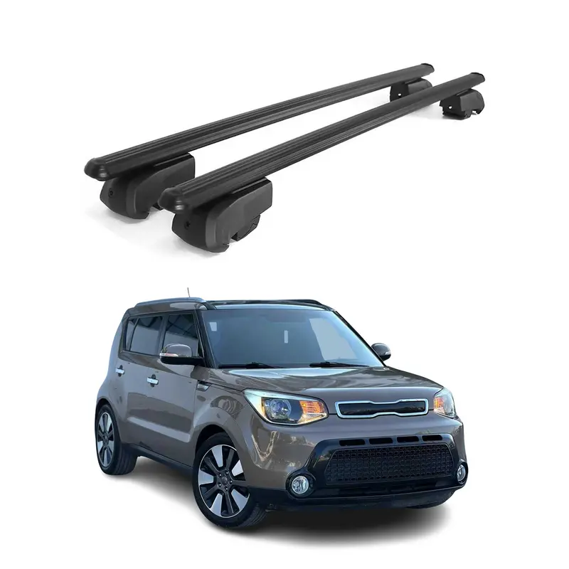 Barres de toit Transversales pour Kia Soul 2014-2019 Aluminium Noir ABE