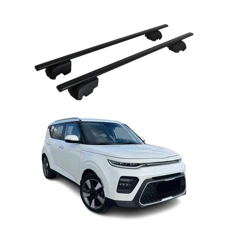 Barres de toit Transversales pour Kia Soul X-Line 2020-2023 Noir Acier ABE