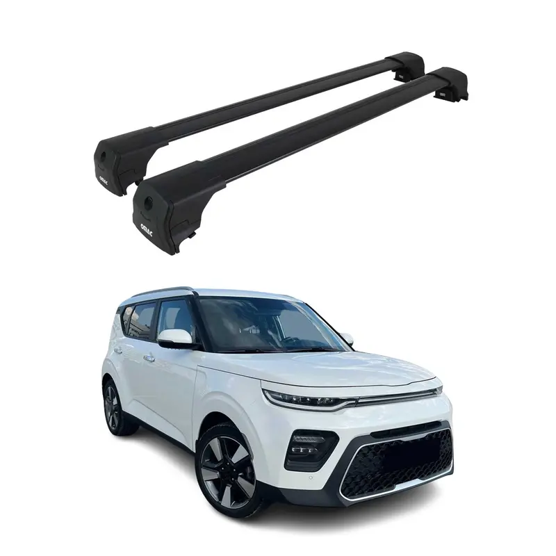 Barres De Toit Transversales pour Kia Soul X-Line 2020-2026 Alu Noir ABE