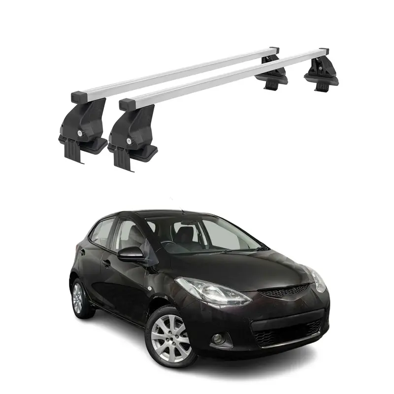 Barres de toit transversales pour Mazda 2 2007-2009 Acier Gris
