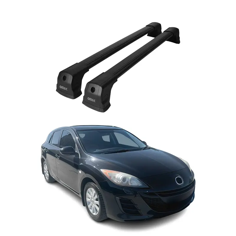Barres de toit transversales pour Mazda 3 2009-2013 HB Berline Aluminium Noir