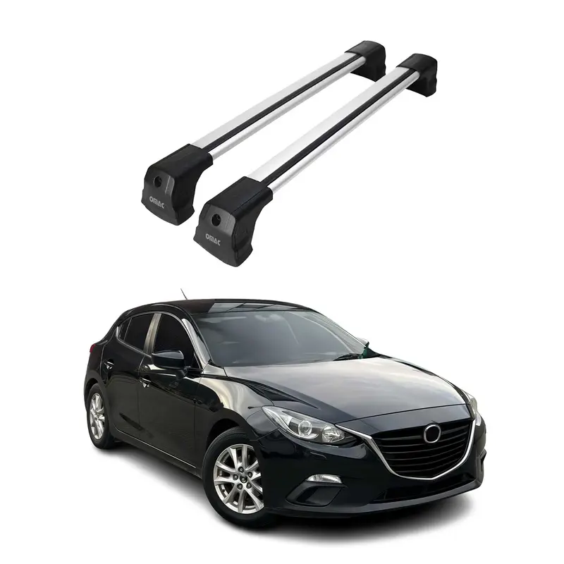 Barres de toit transversales pour Mazda3 mk3 Hatchback Berline 2014-18 Alu Gris