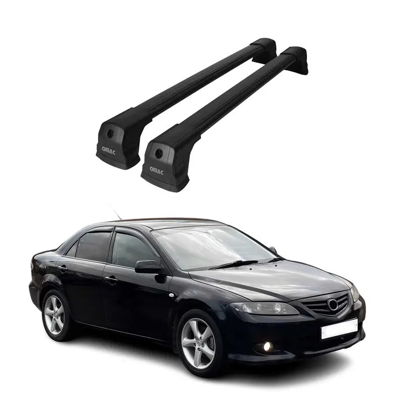 Barres de Toit Transversales pour Mazda6 mk1 Berline 2002-2008 en Aluminium Noir