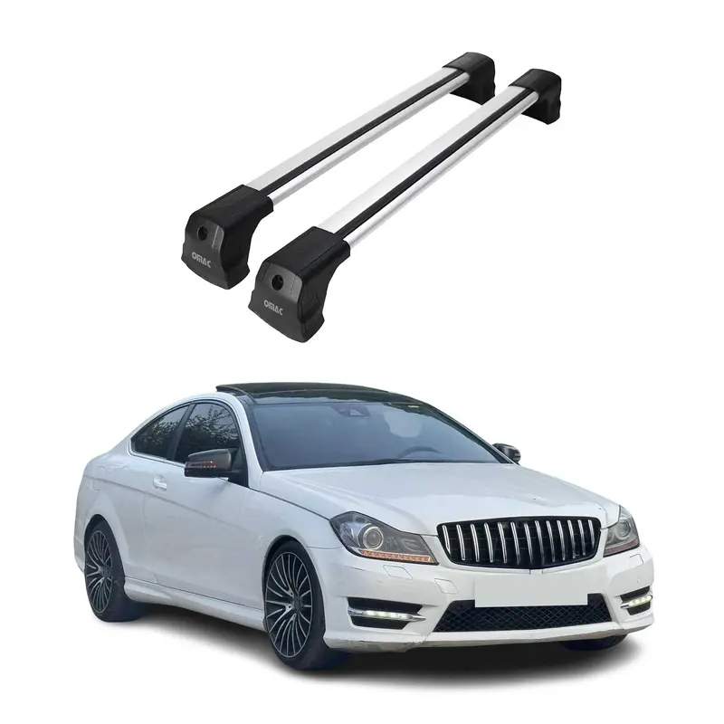 Barres de toit transversales pour Mercedes Classe C C204 Coupe 2011-14 Alu Gris
