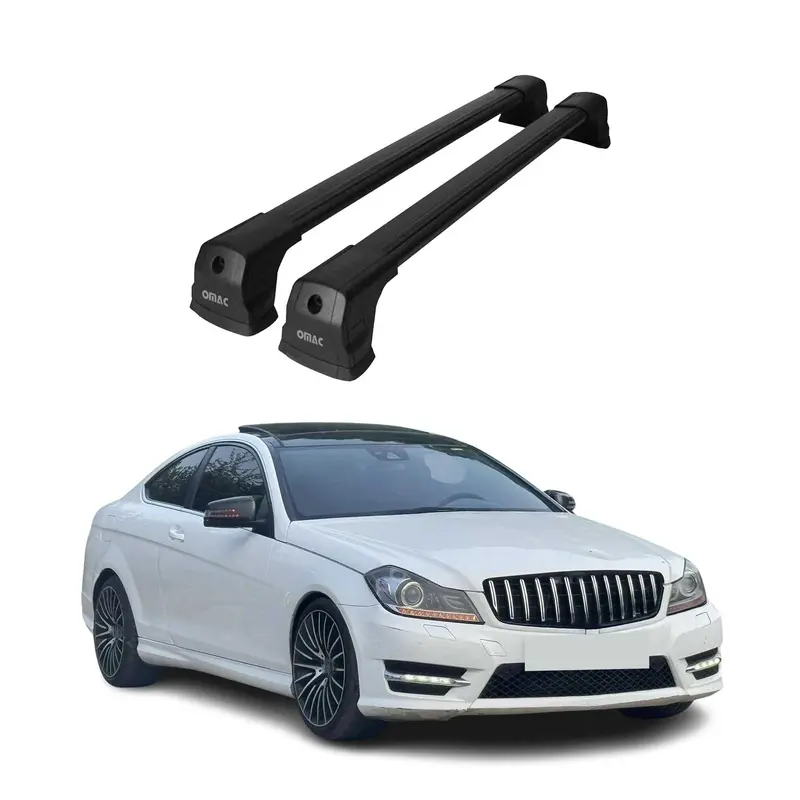 Barres de toit transversales pour Mercedes Classe C C204 Coupe 2011-14 Alu Noir