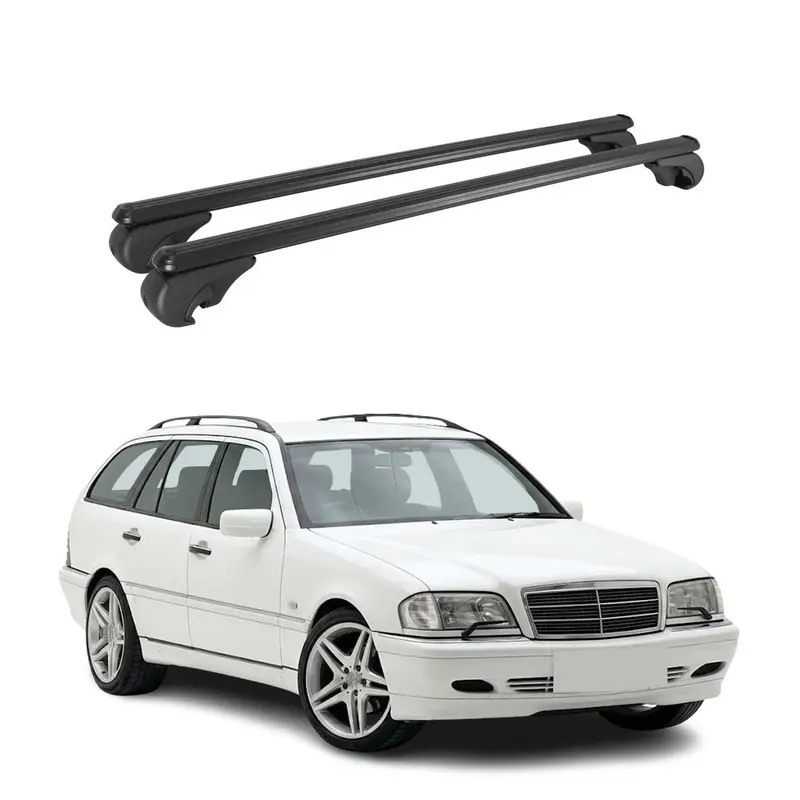 Barres de toit Transversales pour Mercedes Classe C S202 1993-2000 TÜV Noir 2Pcs