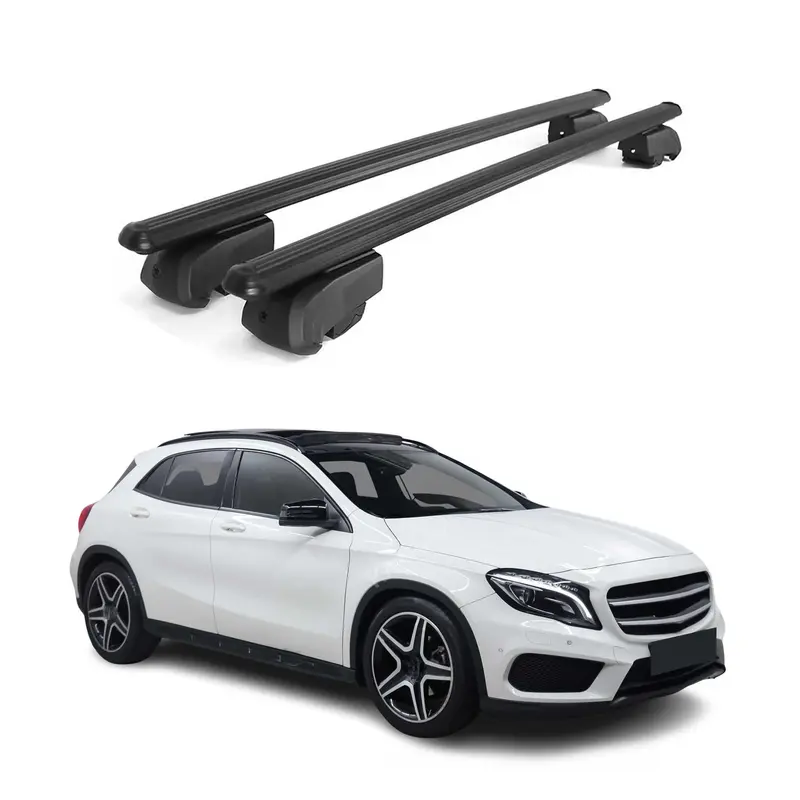 Barres de toit Transversales pour Mercedes GLA X156 2013-2020 Alu Noir ABE
