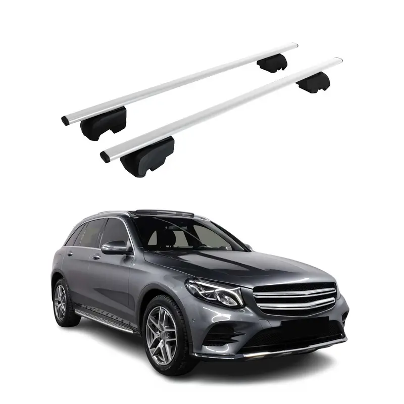 Barres de toit Transversales pour Mercedes GLC X253 2015-2021 Acier Argent ABE