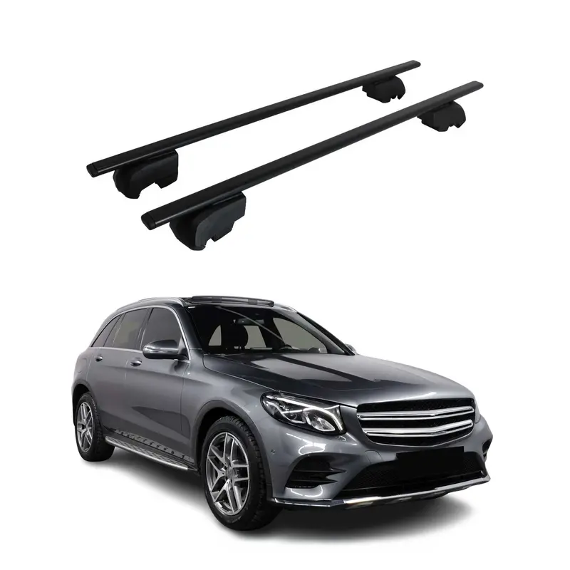 Barres de toit Transversales pour Mercedes GLC X253 2015-2021 Acier Noir ABE
