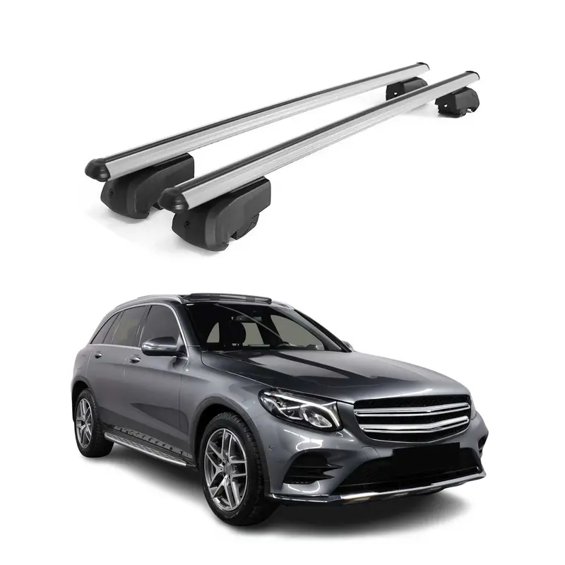 Barres de toit Transversales pour Mercedes GLC X253 2015-2021 Alu Gris ABE