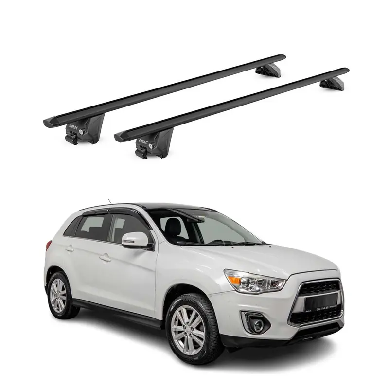 Barres de toit transversales pour Mitsubishi ASX I 2010-23 Alu Noir 2 pièces ABE