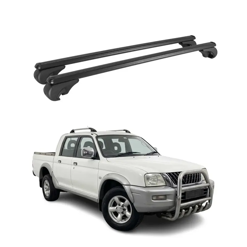 Barres de toit Transversales pour Mitsubishi L200 III 1996-2005 TÜV Alu Noir 2x