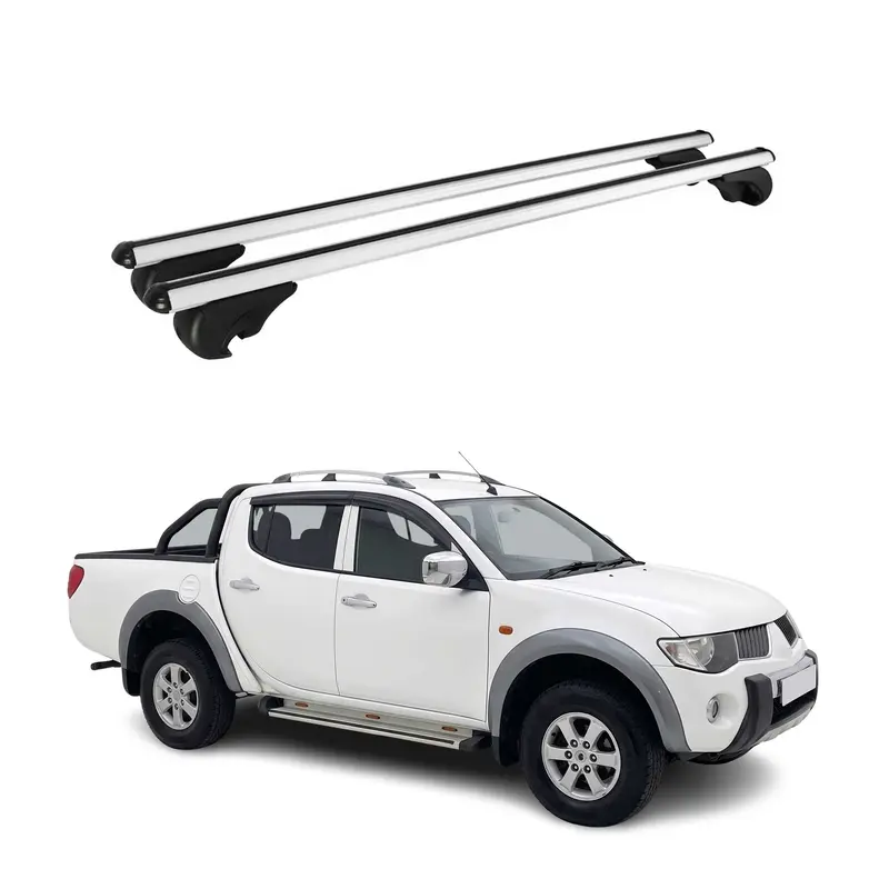 Barres de toit Transversales pour Mitsubishi L200 IV 2006-2015 TÜV Alu Gris 2x