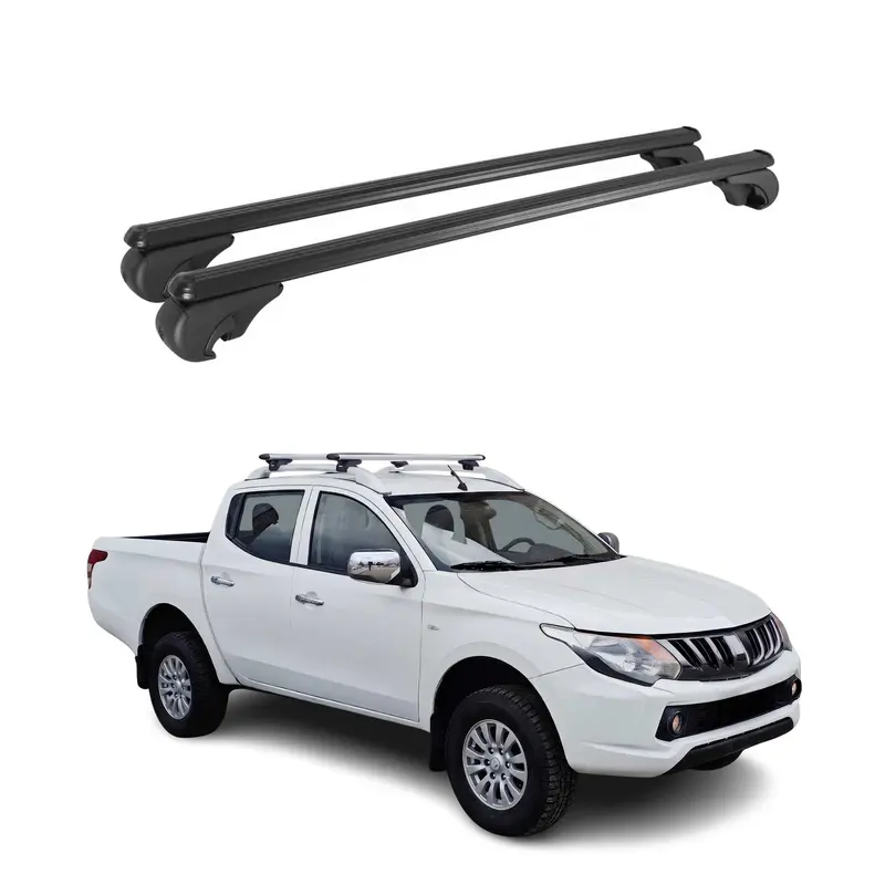 Barres de toit Transversales pour Mitsubishi L200 V 2015-2023 TÜV Alu Noir 2x