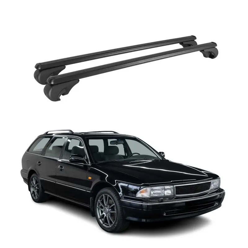 Barres de toit Transversales pour Mitsubishi Sigma Kombi 1991-1996 Alu Noir 2Pcs