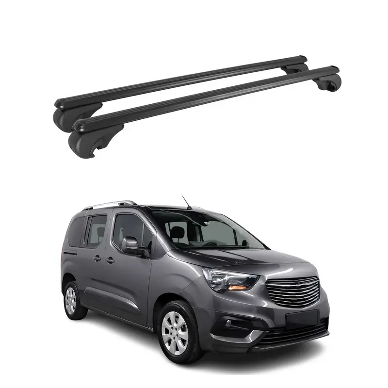 Barres de toit Transversales pour Opel Combo E 2019-2026 TÜV Aluminium Noir 2Pcs