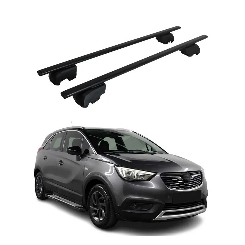 Barres de toit Transversales pour Opel Crossland X 2017-2024 Acier Noir ABE