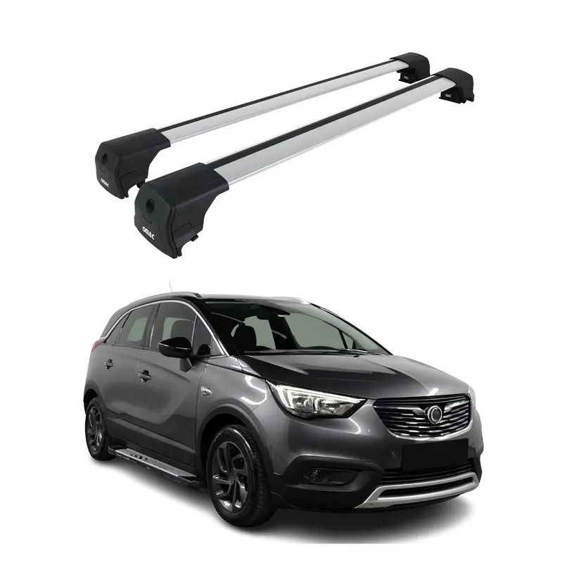 Barres de Toit Transversales pour Opel Crossland X 2017-2024 Alu Gris ABE 2x