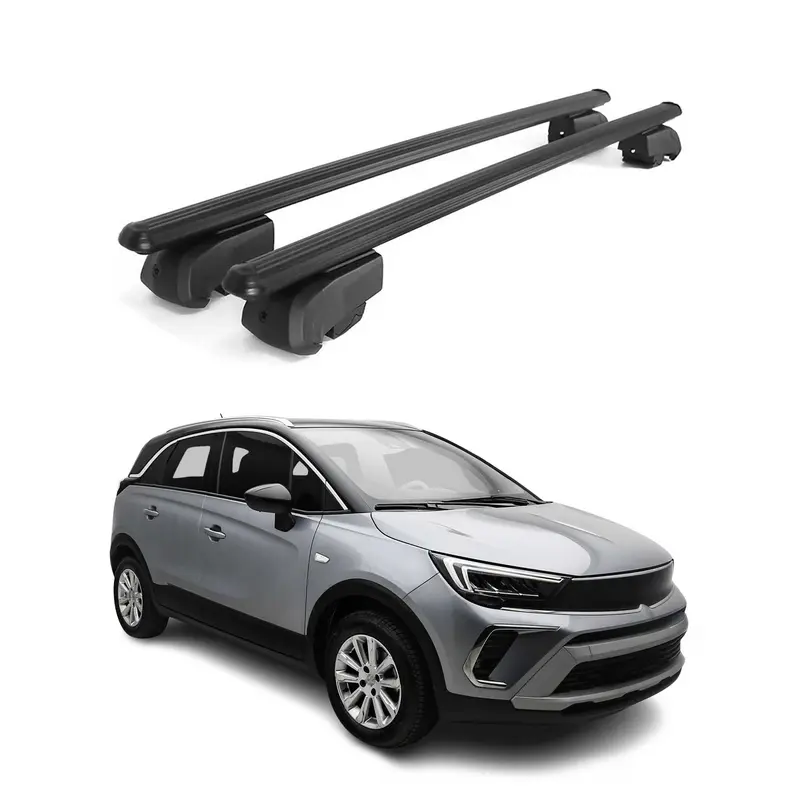 Barres de toit Transversales pour Opel Crossland X 2017-2024 Alu Noir ABE