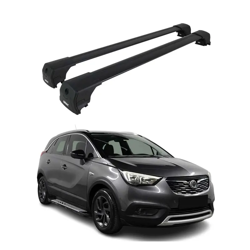 Barres De Toit Transversales pour Opel Crossland X 2017-2024 SUV Alu Noir ABE