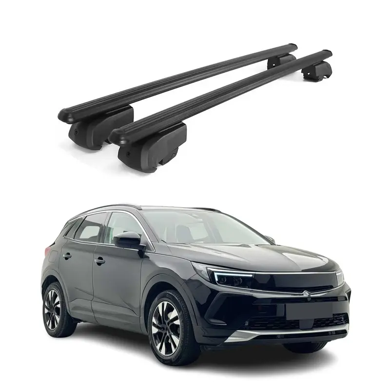 Barres de toit Transversales pour Opel Grandland 2017-2024 ABE Alu Noir 2x