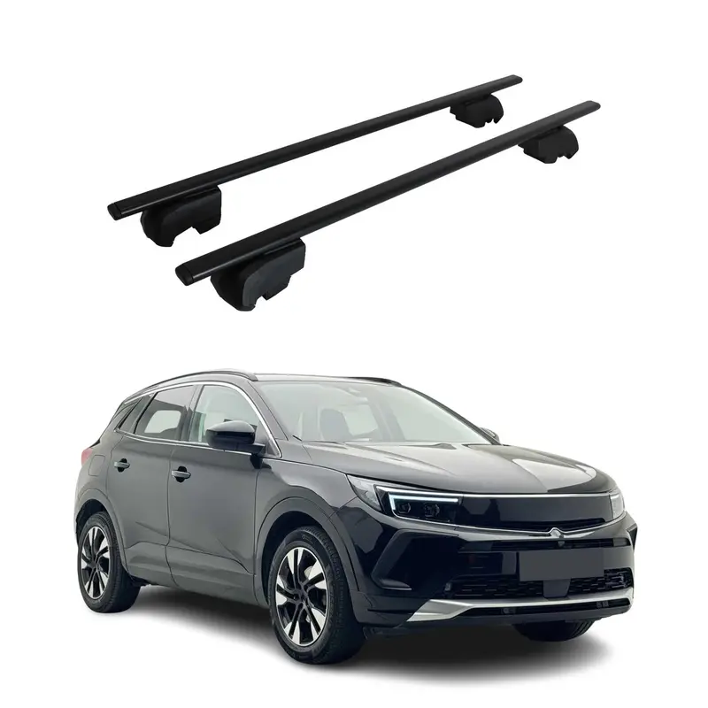 Barres de toit Transversales pour Opel Grandland 2017-2024 Acier Noir ABE