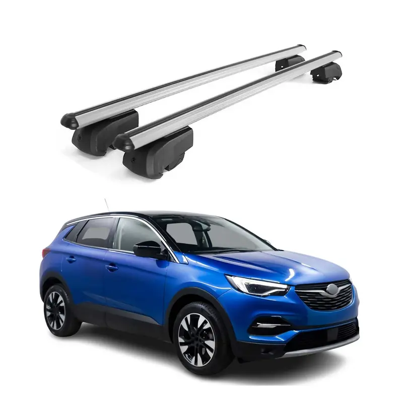 Barres de toit Transversales pour Opel Grandland X 2017-2024 Alu Gris ABE