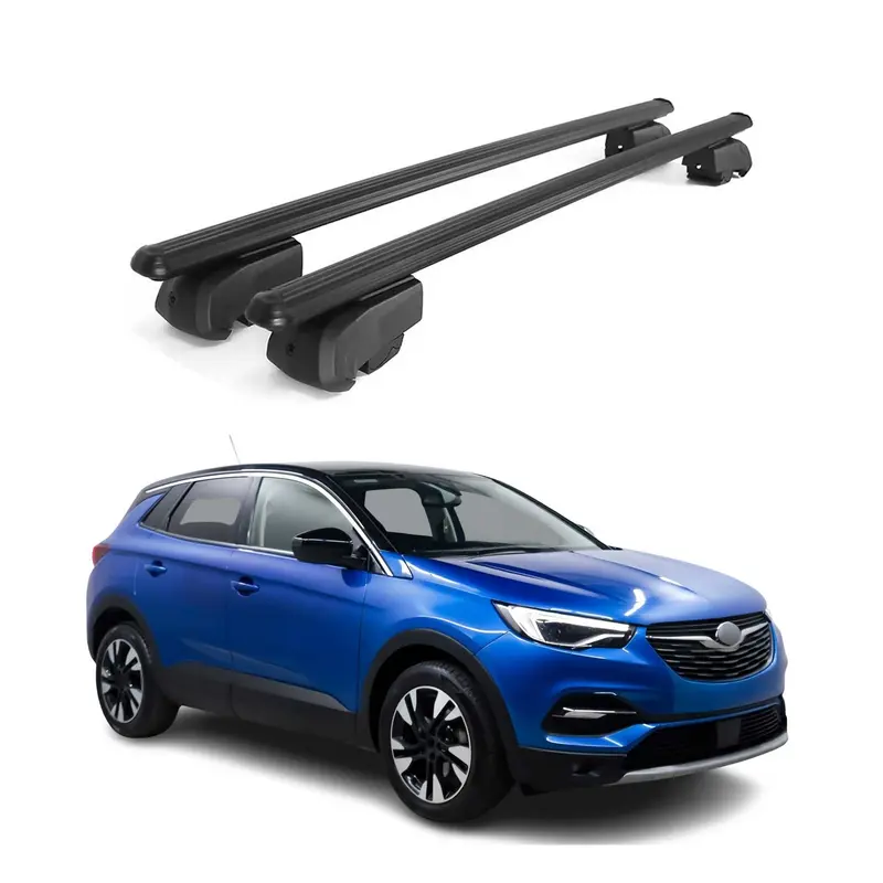 Barres de toit Transversales pour Opel Grandland X 2017-2024 Alu Noir ABE