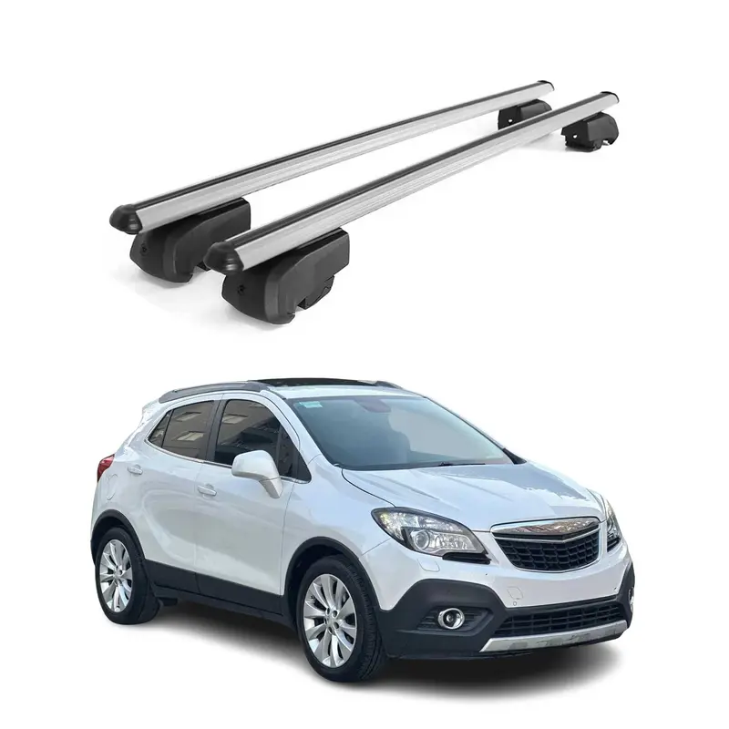 Barres de toit Transversales pour Opel Mokka A 2012-2020 Aluminium Gris ABE
