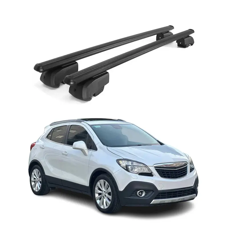 Barres de toit Transversales pour Opel Mokka A 2012-2020 Aluminium Noir ABE