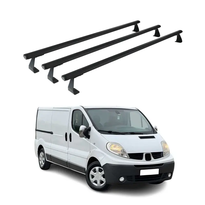 Barres De Toit Transversales Pour OPEL Vivaro A 2001-2014 Noir en Aluminium 3x