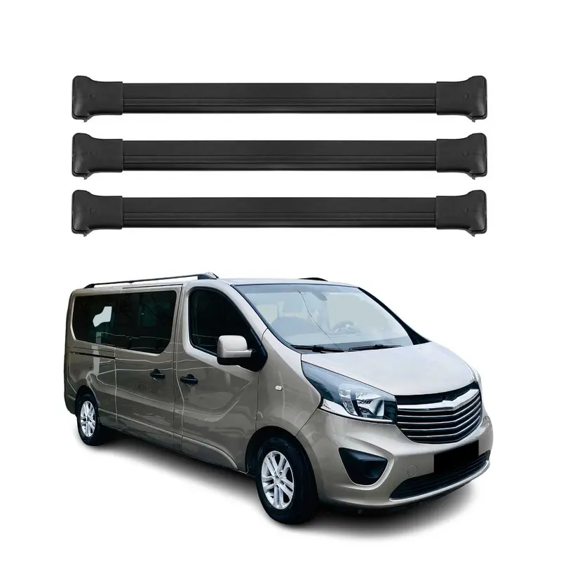 Barres de toit transversales pour Opel Vivaro B 2014-2019 Aluminium Noir 3Pcs