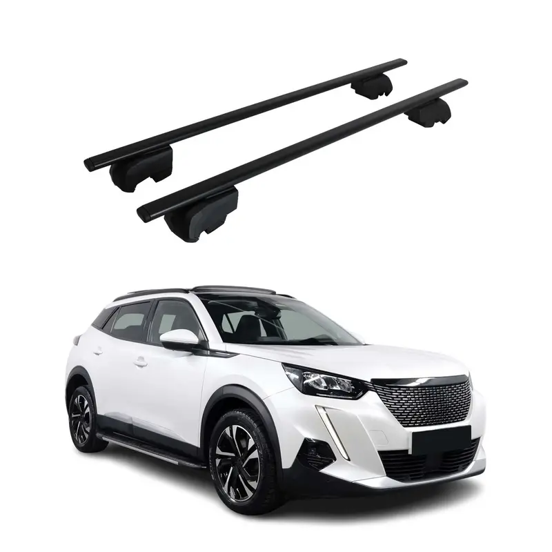 Barres de toit Transversales pour Peugeot 2008 2019-2023 Acier Noir ABE