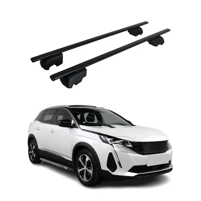 Barres de toit Transversales pour Peugeot 3008 2016-2023 Acier Noir ABE