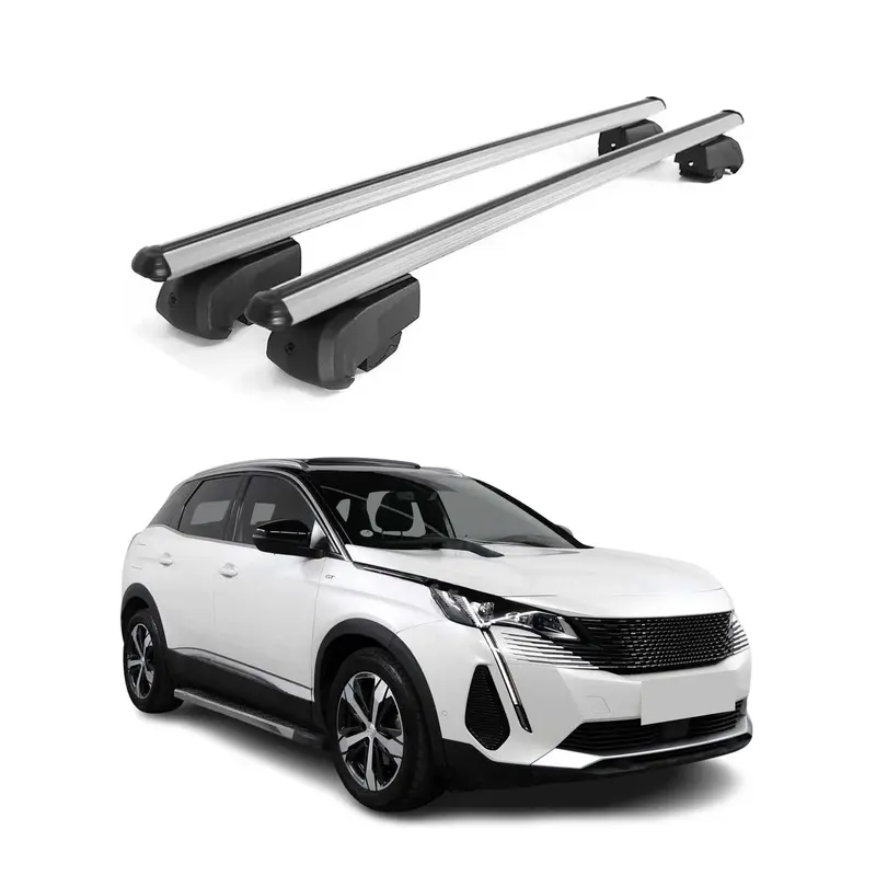 Barres de toit Transversales pour Peugeot 3008 2016-2023 Aluminium Gris ABE