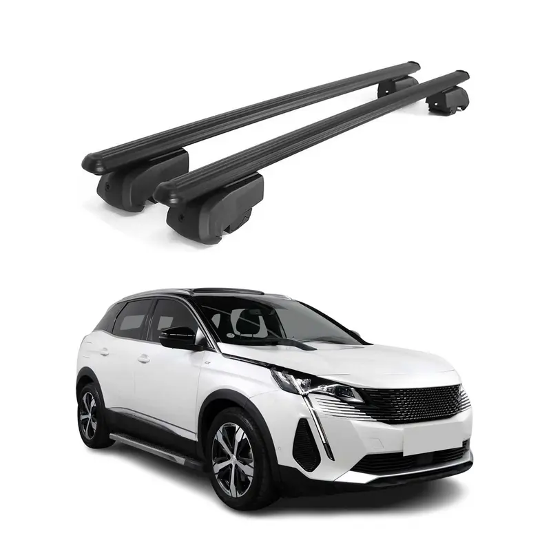 Barres de toit Transversales pour Peugeot 3008 2016-2023 Aluminium Noir ABE