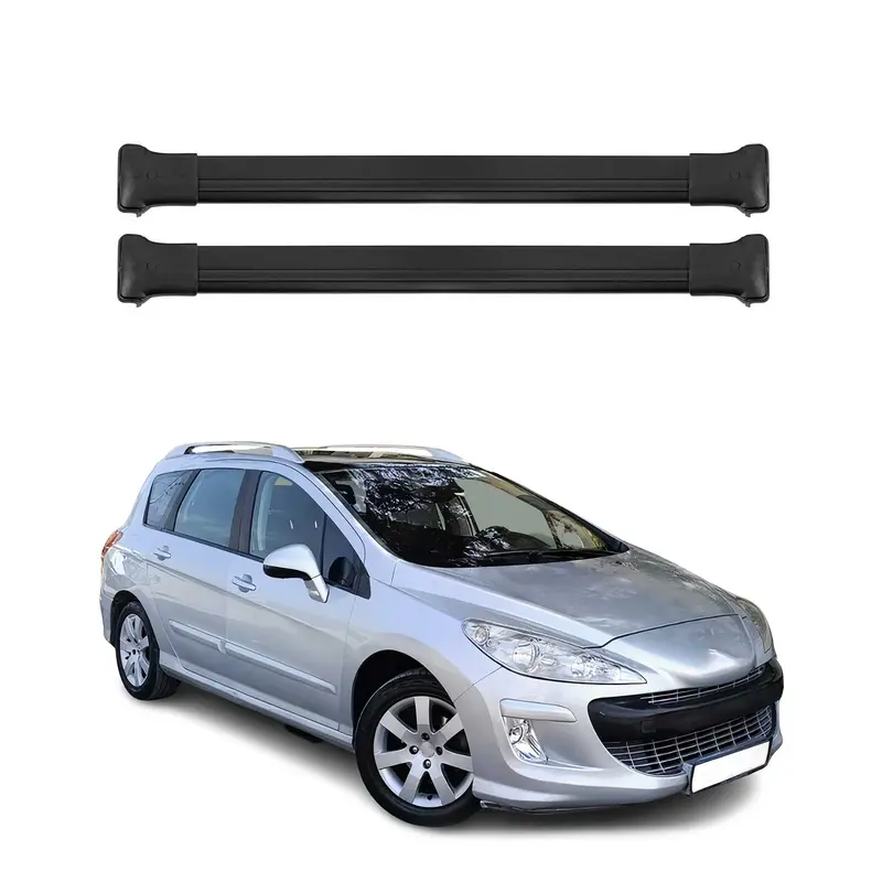 Barres de toit transversales pour Peugeot 308 Break 2008-2014 Aluminium Noir 2x