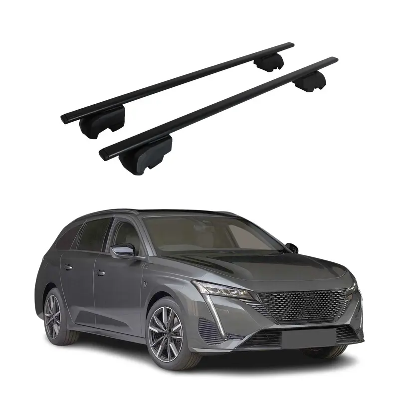 Barres de toit Transversales pour Peugeot 308 Break 2021-2023 Acier Noir ABE