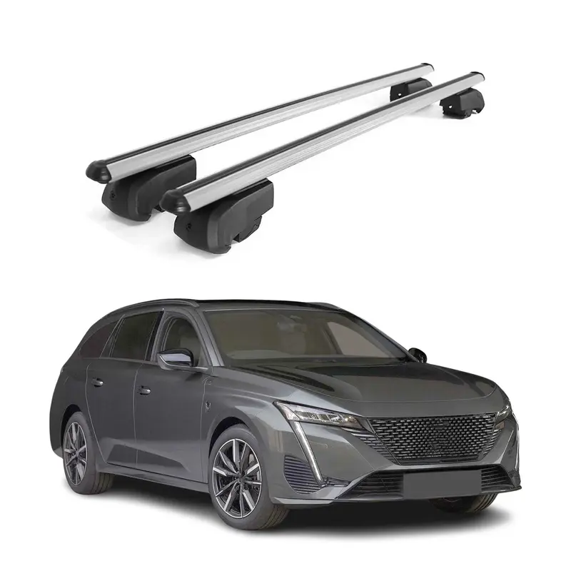 Barres de toit Transversales pour Peugeot 308 Break 2021-2023 Alu Gris ABE