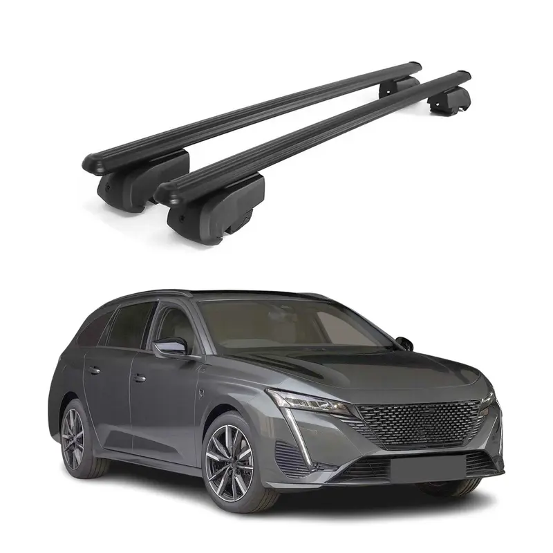 Barres de toit Transversales pour Peugeot 308 Break 2021-2023 Alu Noir ABE