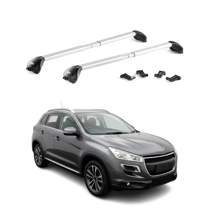 Barres de toit transversales pour Peugeot 4008 2012-2017 Aluminium Gris 2x ABE