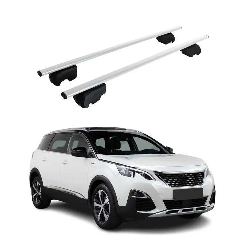 Barres de toit Transversales pour Peugeot 5008 2017-2023 Acier Argent ABE