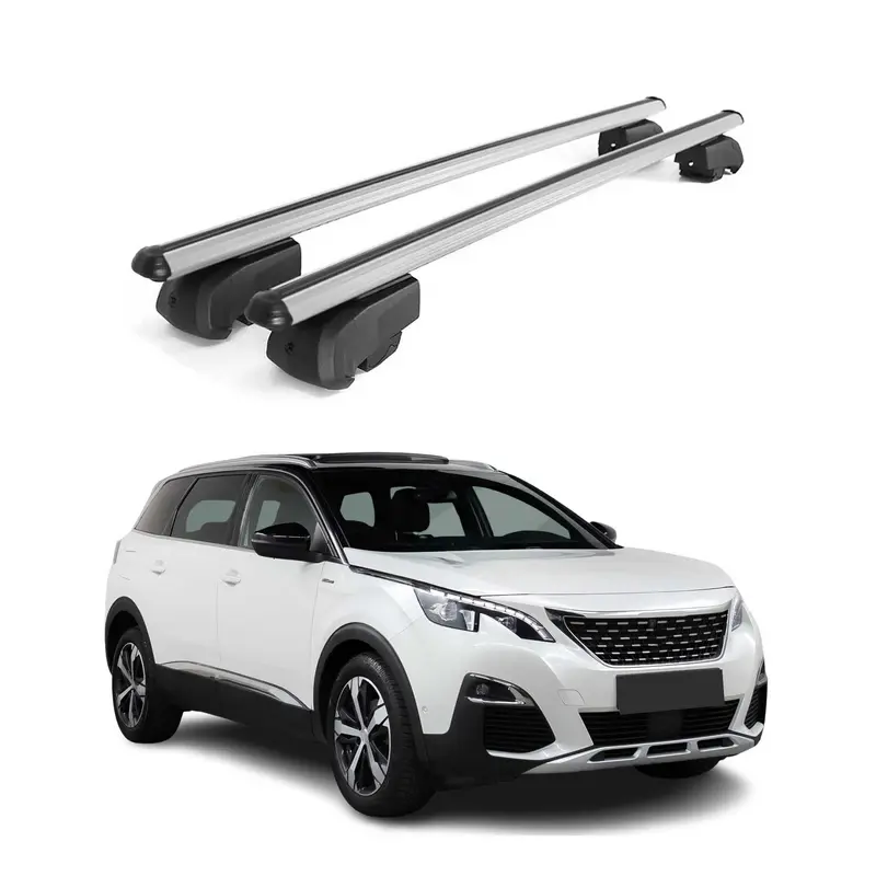 Barres de toit Transversales pour Peugeot 5008 2017-2023 Aluminium Gris ABE