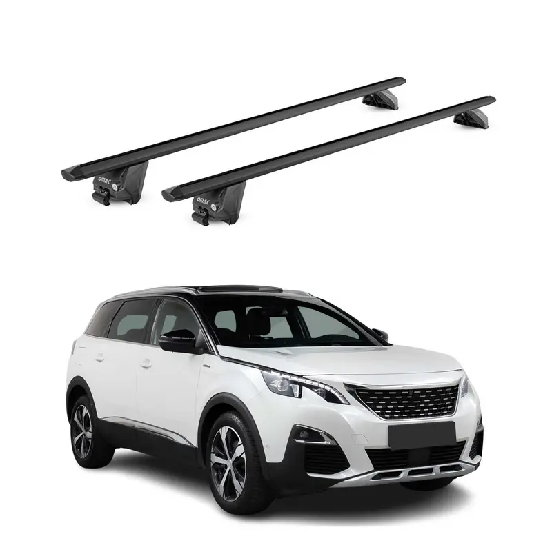 Barres de toit transversales pour Peugeot 5008 2017-2024 Alu Noir 2 pièces ABE