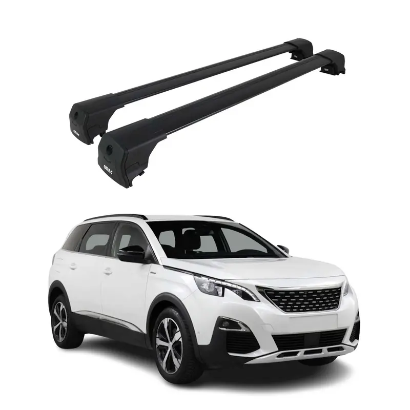 Barres De Toit Transversales pour Peugeot 5008 2017-2024 Aluminium 2Pcs Noir ABE