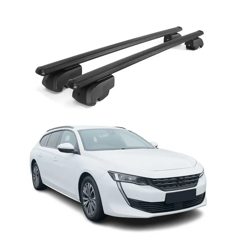 Barres de toit Transversales pour Peugeot 508 2018-2025 Aluminium Noir ABE