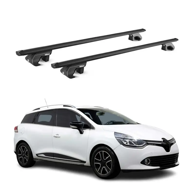 Barres de toit transversales pour Renault Clio IV Break 2012-2019 Alu Noir ABE